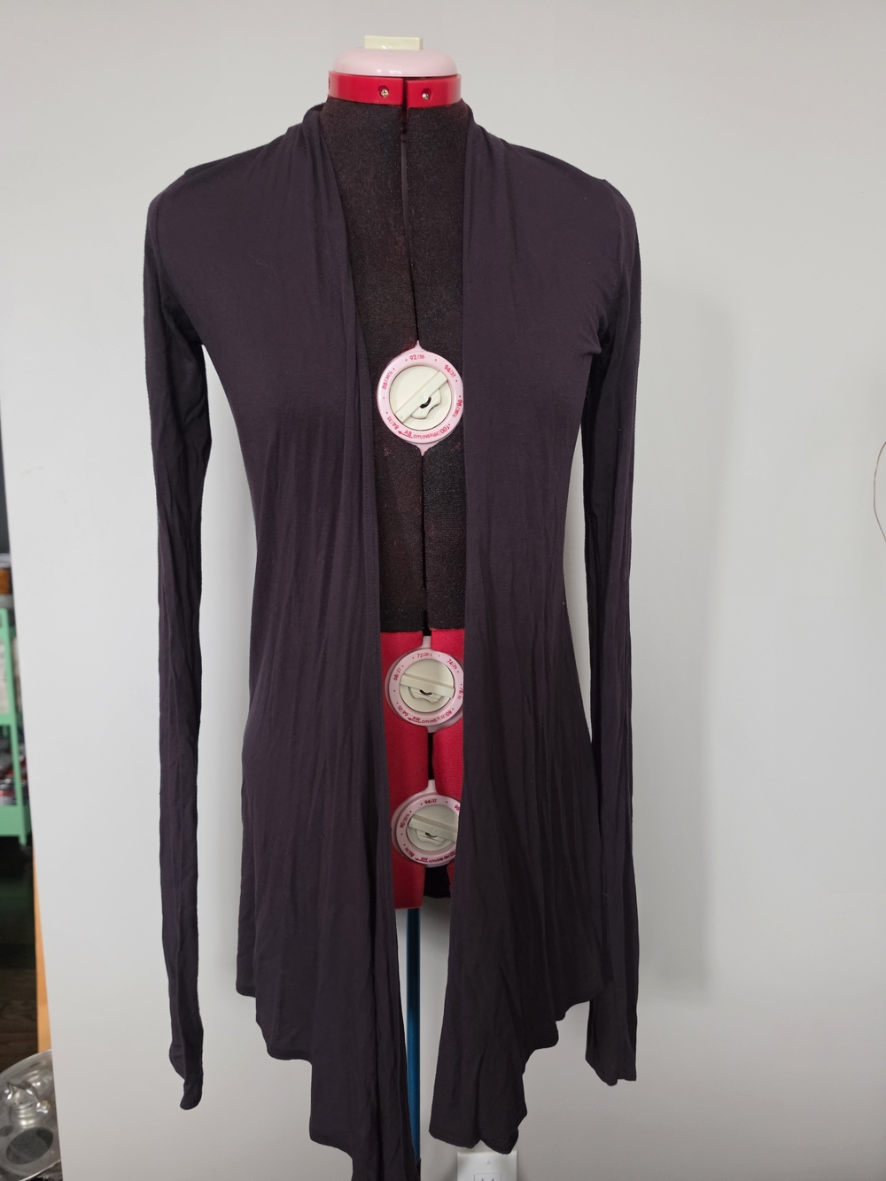 Draped Open-Front Cardigan Sweater - Deep Plum - Picture 2 of 6